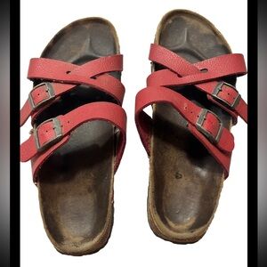BIRKENSTOCK red sandals BIRKIS NEPAL 39 BUFFALO Criss Cross Strap 250 US 8 Women
